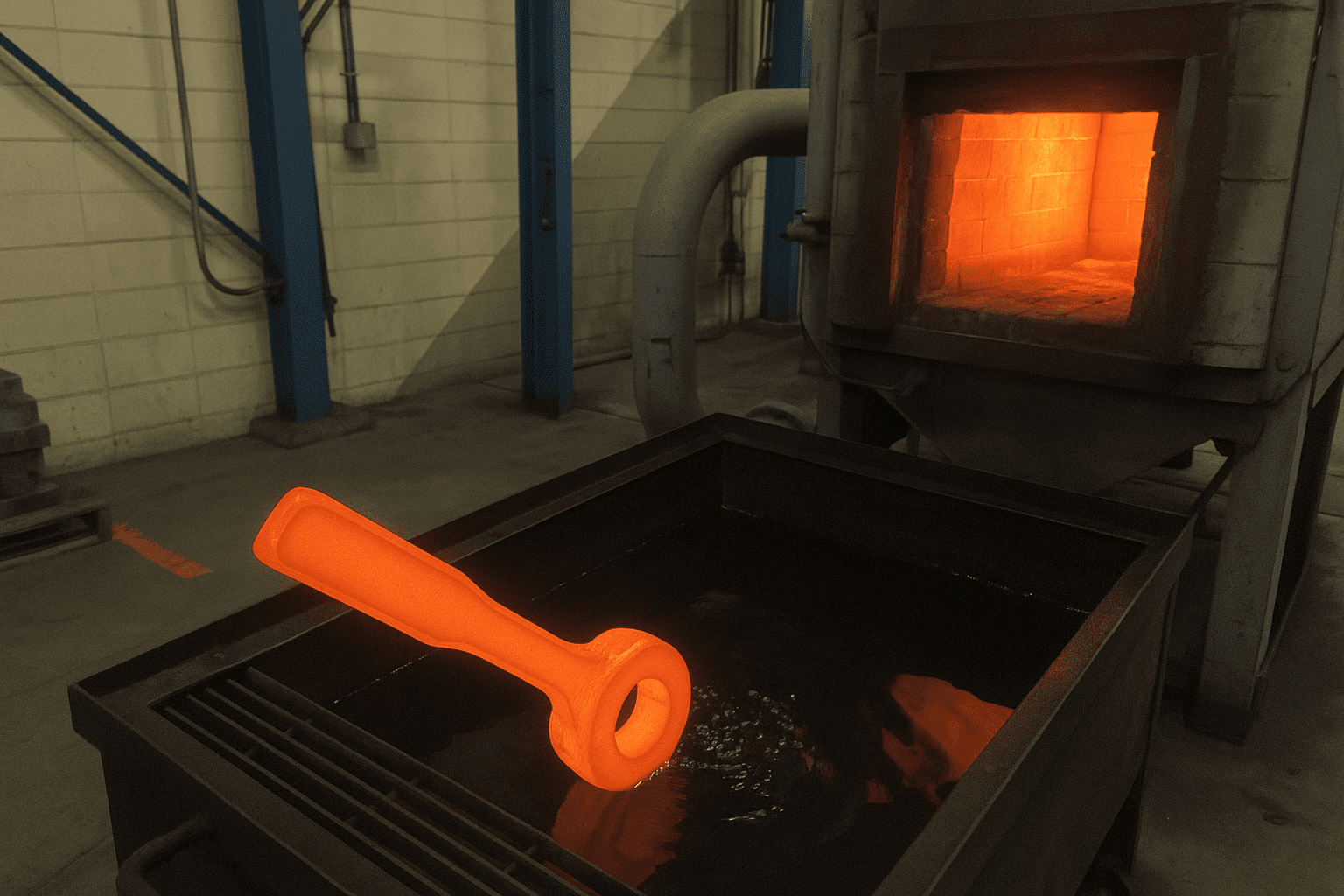 Forged parts in a continuous heat treatment furnace