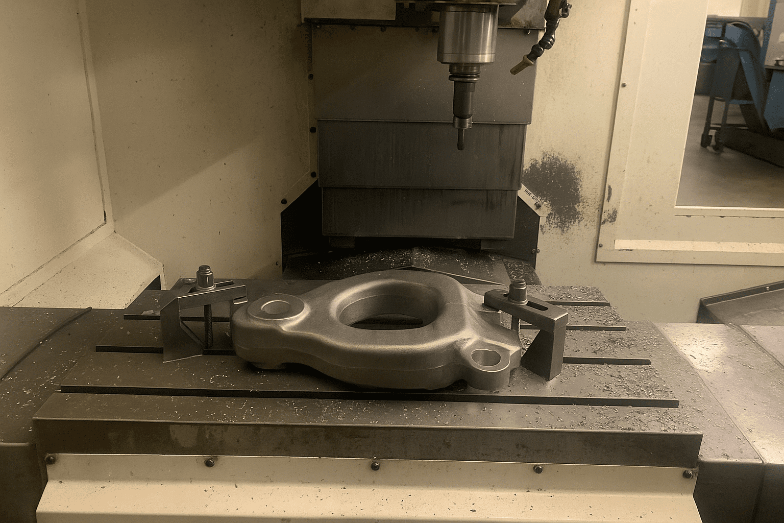 5-axis machining center processing forged valve body